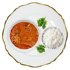 Goat light soup with plain rice