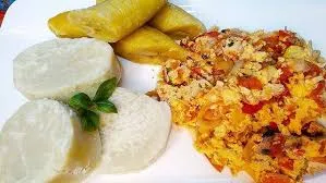 Yam/Plantain with egg stew