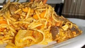 Spaghetti with gizzard