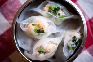 Crystal Shrimp and Snow Pea Leaf Dumpling 晶瑩豆苗餃